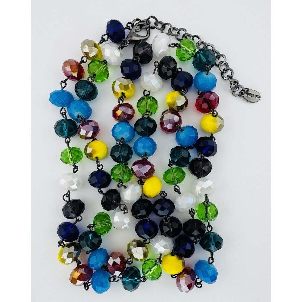 Linea by Louis Dell’Olio Faceted Glass Bead Necklace 40” + 3” Gorgeous Statement